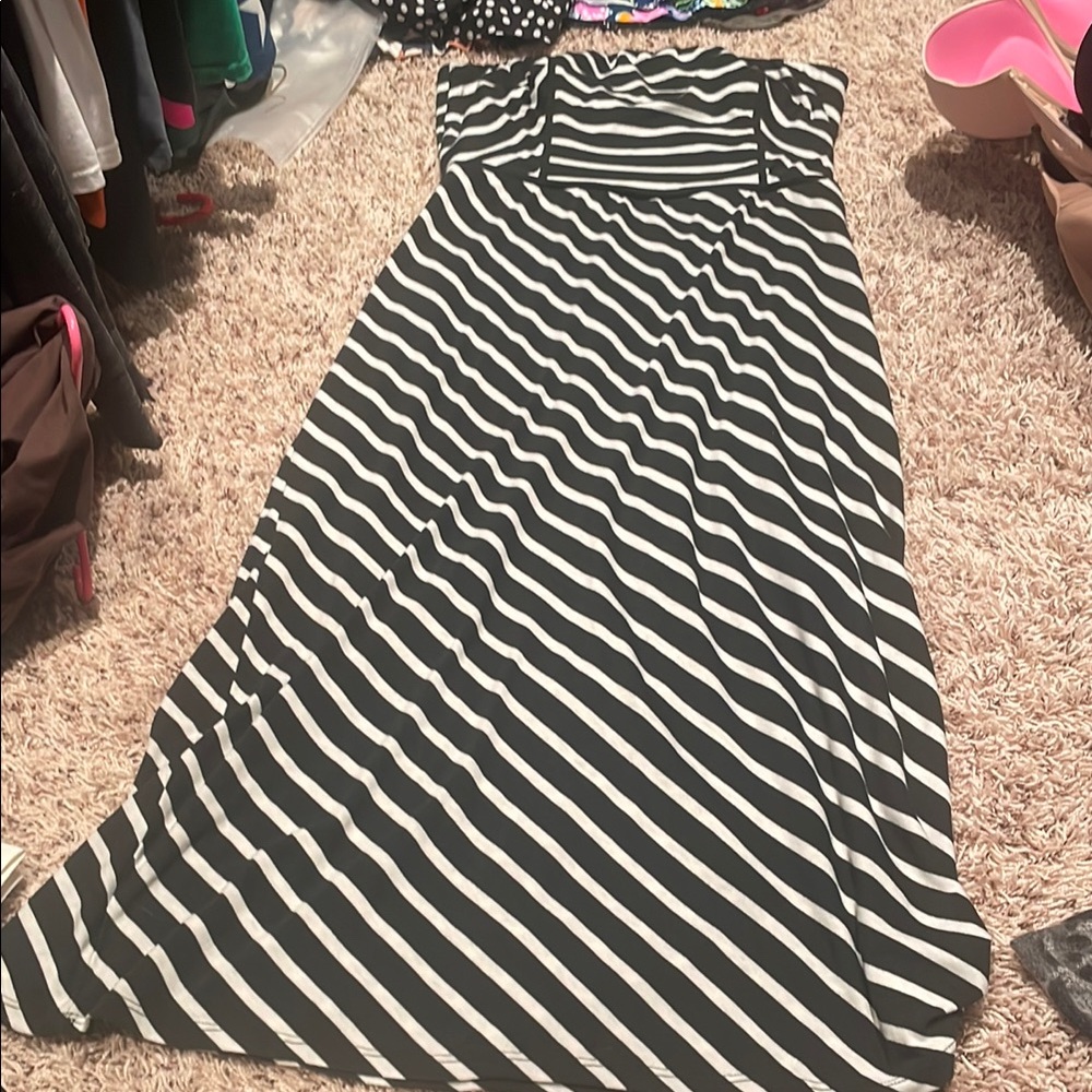 Maurices Black and White Strapless Dress
